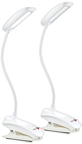 Lunartec LED Klemmleuchte: 2er-Set Schwanenhals-Klemm-Lampen, 3-Watt-COB-LED und Akku, USB (Klemmlampe Batterie, USB Licht, Kfz)