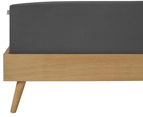 Schiesser Spannbettlaken Elli - 97/3-100 x 200 cm - Dunkelgrau