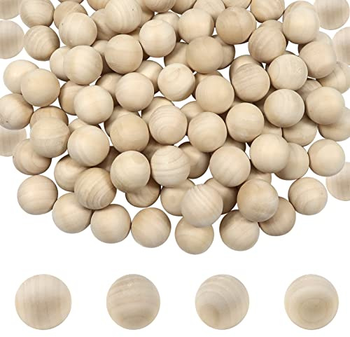 TOAOB 100 Stück Holzkugeln Ohne Loch 14mm Runde Natürliche Lose Spacer Perlen Unlackiert Naturholz Holzperlen Bastelperlen für DIY Schmuck Herstellung zum Basteln