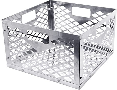 Xzbling Charcoal Basket For Oklahoma Joe, Stainless Steel Charcoal Firebox Basket, Silver Charcoal Box With Handle Compatible With Most Offset Smoker Grills 30 0x20cm