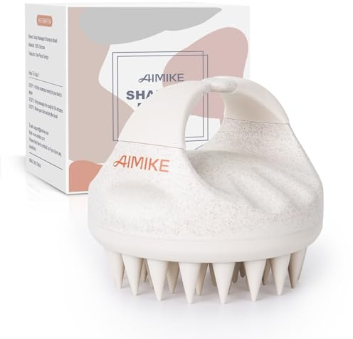 AIMIKE Brosse Massage Cuir Chevelu, Brosse Shampoing Cheveux en Silicone pour Enlever les Pellicules, Scalp Massager pour la Croissance des Cheveux, Humide et Sec Brosse Cuir Chevelu, Blanc