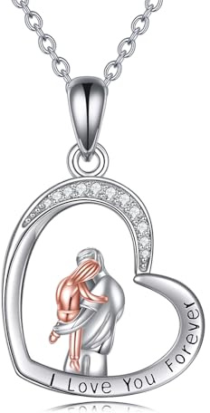 YAFEINI Vater Tochter Halskette S925 Sterling Silber Vater Tochter Anhänger Kette Liebe Herz Schmuck Geschenke für Damen Mädchen