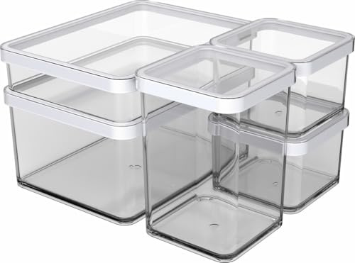 Rotho Loft Set Premium burkar 5 st LOFT, plast, vit/transparent, (26 x 21 x 15,5 cm)