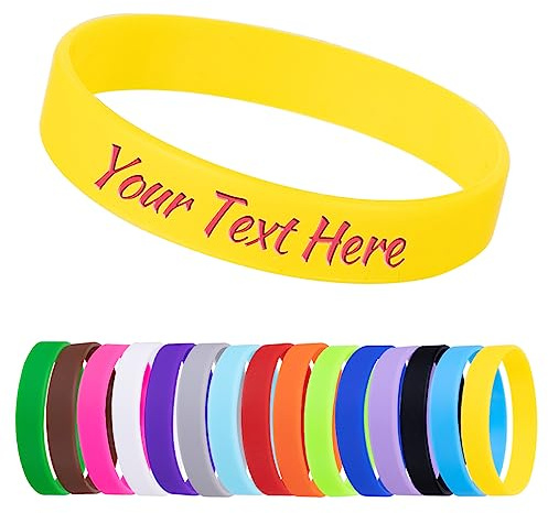 Armbänder, Silikon, personalisierbar, 1, 10, 30, 50 Karat, Gravur, für Events, Unterstützung, Hochzeit, Motivation, Bewusstsein, gelb