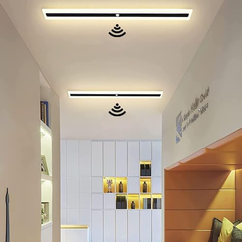 TRUYOK LED Deckenleuchte mit Bewegungsmelder 23W 60CM Wandlampe mit Bewegungssensor Innen Flur IP54 Wasserdichte Deckenlampe Außen Warmweiß Lange Wandleuchte Deckenbeleuchtung für Treppenhaus