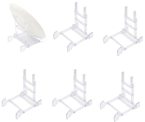 XSEXO Clear Plastic Display Stand, Large Size Adjustable Acrylic Easel for Plates, Mobile Phones, Books, Photos - Multifunctional Holder (6 Pcs)