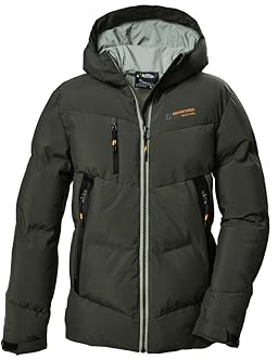 killtec KOW 374 BYS QLTD JCKT, quiltad jacka/vinterjacka för pojkar med huva, mörk mossa,
