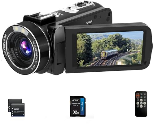 ORDRO 4K Video Camera Camcorder 10X Optical Zoom 30MP 24FPS Vlogging Camera 3.0 IPS Touch Screen Digital Camera with 32G Memory Card
