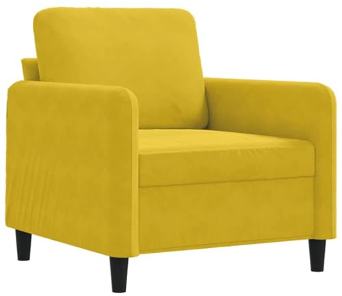 vidaXL Sessel, Sofa Relaxsessel mit gepolstertem Sitz Armlehnen, Fernsehsessel Loungesessel mit Metallgestell, Polstersessel Ruhesessel, Gelb Samt