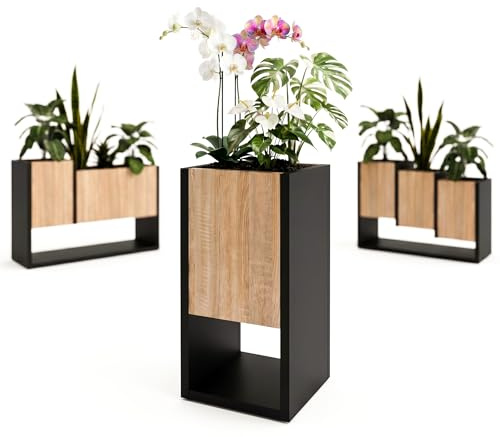CraftPAK Blumenständer für Innen | Pflanzenständer aus hochwertigem Holzwerkstoff H45 x L22,6 x B22,6 cm | Blumenkasten / Blumenständer ohne Einsatz | Pflanzenkasten / Pflanzkübel - Beige