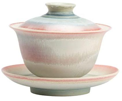 ZZTWER Chinesische Teetasse Kiln Change Rosa Gaiwan Chinesische Teeschale Kung Fu Teeschale für Muttertagsgeschenk Schlafzimmer Weihnachtskollektion Teetassen mit Deckel