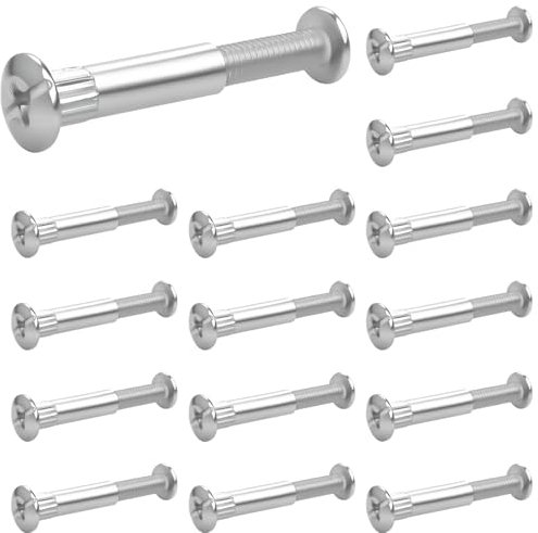 Conectores M6 para Muebles y Armarios - 30 Tornillos de Conexión 46-56mm - Set con 15 Tornillos de Casquillo para Tablas de Madera