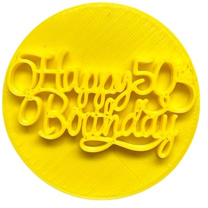 The Cookie Cutter Hub Happy 50th Birthday Cookie Cutter Embosser/Stamp for Cupcakes Fondant Icing Clay Cake Baking Decoration