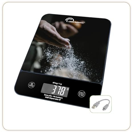 LITTLE BALANCE 8707 Happy Genius 10 Pâtisserie, Balance de cuisine sans pile, rechargeable USB-C, Réparable, 10 kg, Pâtisserie