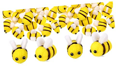 KOMBIUDA Filz Biene 48 Stk Biene Weihnachtsbaumdeko Tannenbaum Dekoration Diy Zubehör Tannenbaumschmuck Gefühlte Bienen Kinder Babyspielzeug Tiere Kleidungsdekor Hut-bienen-accessoire Wolle