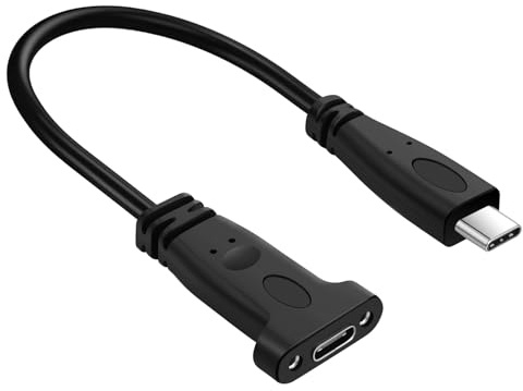 Thzzhnno Cavo adattatore USB tipo C 3.1 per montaggio a pannello 0,2M, USB C Gen 2 Maschio a Femmina, cavo dati da 10Gbps con vite di montaggio per MacBook, tablet, telefoni cellulari, hard disk