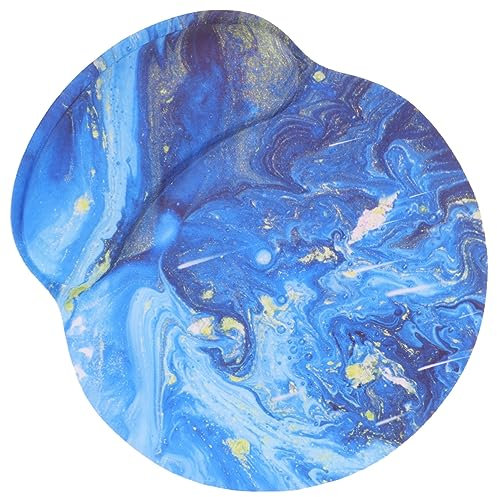 PLAFOPE Computermousepad Mit Handballenauflage Ergonomisches Mauspad Für Gaming Und Büro Memoryschaum Blaues Marmor-Design rutschfest Und Langlebig