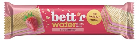 Bett'r BIO Gaufrette à la Crème de Fraise et de Noix de Cajou, Sans Sucre Ajouté, Vegan-20 x 30g