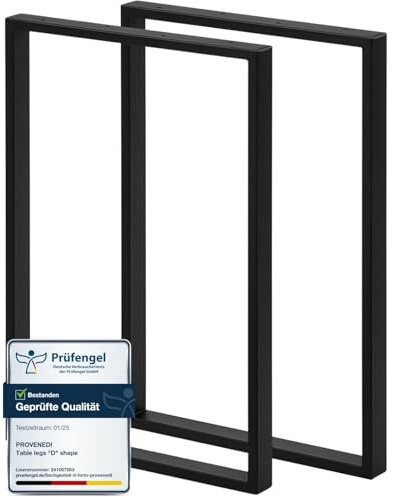 PROVENEDI - 2X Tisch-KUFEN schwarz | Tisch-Gestell 50x75 cm | Einfache Montage | Tisch-Beine aus Metall in Industrial Matt | Ideal für DIY-Projekte wie Esstisch, Schreibtisch, Couchtisch, Bank