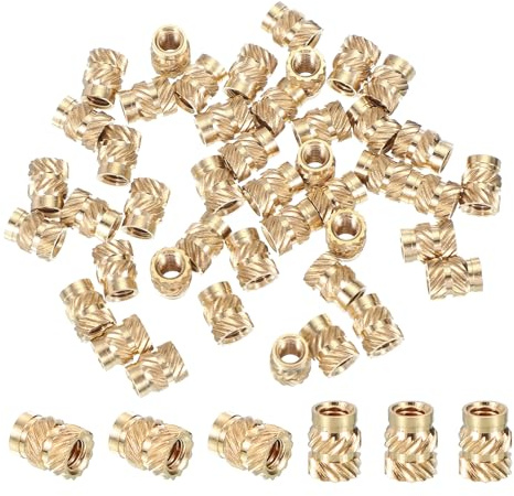 PATIKIL 20 Stück M4x8.1x6.3 mm Gewindeeinsatz Metrische Rändelmutter | Heat Set Insert, Messing, Für Kunststoff 3D-Druckkomponenten