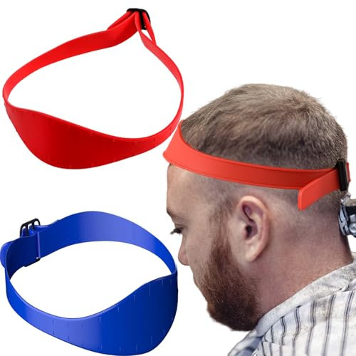 Self Haircut Hair Trimming Guide, Neckline Shaving Template, Flexible Curved Silicone Haircut Band, Shaving Template Home Hair Cutting Tool, Split Ends Trimmer Self Hair Cutters for Men (Red)