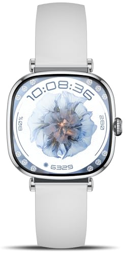 Marsyu Smartwatch Damen (37mm) 1.7 AMOLED Klein Square Elegant Fitnessuhr mit Telefonfunktion 24H Herzfrequenz/Stress, SpO2 Pulsuhr Schlafmonitor DIY Zifferblatt 100+ Sportmodi IP68 Sportuhr, Grau