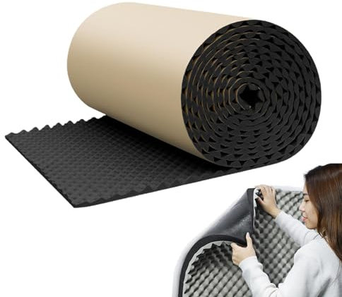 JIEBWCHA Tapis d'isolation acoustique autocollant en mousse acoustique - Tapis d'isolation acoustique - Tapis d'isolation acoustique - Absorbe le bruit - Résistant à l'humidité - Étanche