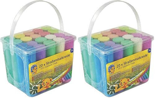 Pustefix MALEFIX Straßenmalkreide 40er Packung I Malkreide für Kinder und Erwachsene I Vielfalt an Farben I Leuchtend und Kräftig I Wasserlösliche und hochwertige Kreide I für Straße u. Hof
