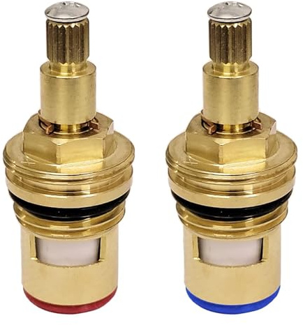 Ceramic Mixer Tap Cartridge 1/4 Turn, 1 Pair Hot Cold Universal Brass Faucet Cartridges Replacement for Kitchen Mixer, Basin Faucet Tap Bathroom Tap