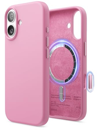 elago Cover Magnetica in Silicone Liquido per iPhone 17 (6,3) | Compatibile con MagSafe, Antiurto, Sottile, Finitura Soft-Touch (Rosa Shock)