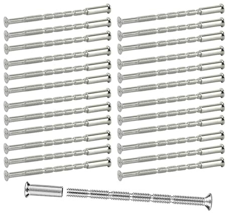 M3 Door Handle Fixing Screws and Sleeves, 20 Sets Door Handle Bolt Through Fixings Nickel Plated Connecting Screw for Fixing Door Handles Keyholes Hollow Cabinets Drawers Escutcheons