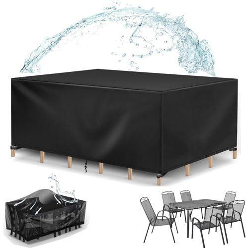 Copertura per tavolo da esterno resistente e impermeabile, 300 x 220 x 75 cm, copertura rettangolare per mobili da patio, protezione durevole per tavolo da barbecue per tutte le condizioni