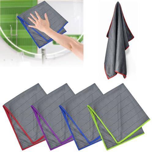 Zuxbolf 4 Pz Panni per la Pulizia delle Finestre,Panni in Microfibra da 50 x 40 cm per la Pulizia di Vetro,Panno Vetri in Super Microfibra per Lucidare Specchi, Acciaio Inossidabile