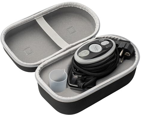 Prym Mini ferro da stiro a vapore nero con vassoio in silicone e custodia, 400 W, temperatura regolabile (110 – 240 V), ideale per cucito, patchwork e viaggi