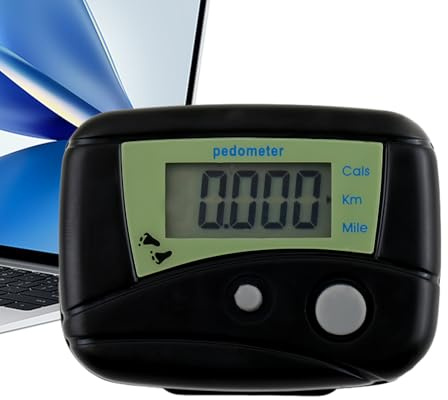Pedometer - Compact Step Counter for Fitness Use, Digital LCD with Records Function, Monitor Record for Exercise, Workout, Walking, Running, Swimming, Hiking, Travel, Indoors, 1.97x1.57 Inch