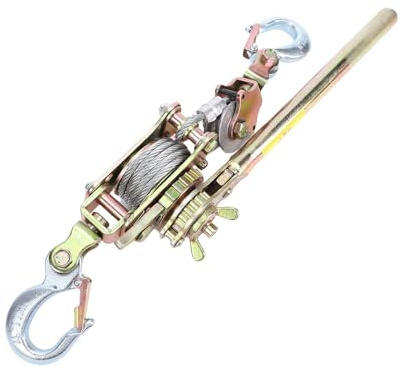 Fabater Cable Winch Puller, Heavy Duty Ratchet Power Puller Tool with 2 Hooks, 1 Ton, 10ft Steel Cable, Ratchet Puller for Lifting Pulling Construction Building Landscaping
