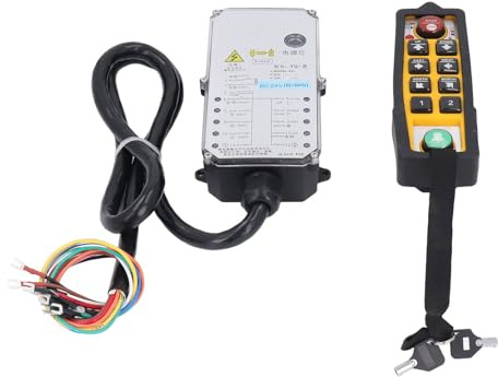 Jeffergarden Kabellose Kran-Fernbedienung, Industrie-Hebezeug, DC 24 V, IP65, Wasserdicht, Große Übertragungsreichweite, LED-Anzeige, 6 Richtungstasten, Schnelle Reaktion, Betrieb mit Einer Frequenz