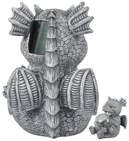 Statue De Jardin De Dragon – Figurine De Dinosaure Décorative En Résine, Sculpture De Bureau , Figurine Artistique En Résine Pour Jardins, Patio, Cour, Décoration Résistante Aux Intempéries | O