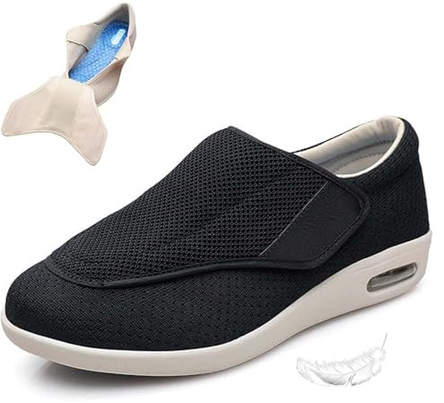 Lätta Promenadsandaler för Seniorer, Bekväma Vid Passform Skor, Ortopediska Inomhusskor för Svullna Fötter, Diabetisk Fotvård, Plantar Fasciit, Artrit & Ödem Lindring