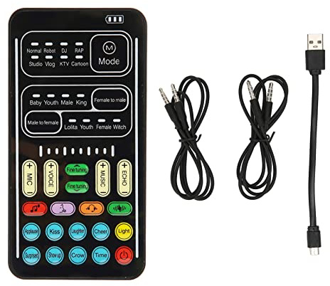 TARSHYRY Changeur de Voix pour PC, 8 Modes Sonores et 8 Effets, Mini Carte Son avec Réglage Fin pour Téléphones Portables, Appareils de Jeux sur Ordinateur (I9 édition Anglaise)