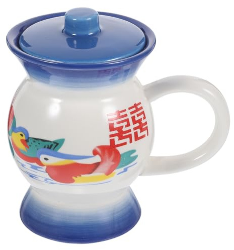 Cabilock Juego de 2 Tazas de Cerámica Vintage Azul Taza de Cerámica Retro para Café y Té con Asa para Oficina y Hogar Estilo Antiguo para Bebidas Calientes y Frías