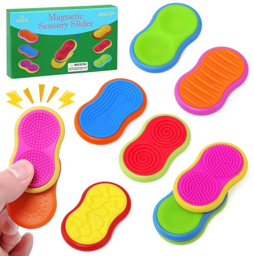 JoyPlus Magnetiska fidget-leksaker, 6 stycken magnetiska fidget-skjutstenar, set, stressminskning, sensoriska leksaker, antistressleksaker, lugn fidget-leksak för stress, ångest, adhs och autism