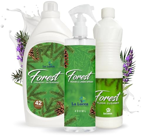 LaLucca Forest Home Cleaning Bundle | Detergent, Room Spray & Floor Cleaner | Spanish Cleaning Products