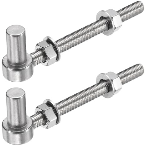 QUARKZMAN 2 Stück J Bolzen Torscharnier M12 x 6 Zoll 304 Edelstahl | Torscharnier Bolzen J Bolzen Pfostenscharnier, Mit Unterlegscheiben Und Muttern, Bauernhoftor