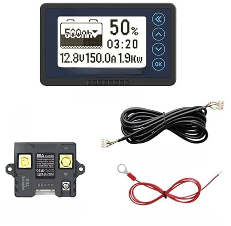 Moniteur de capacité de batterie de camping-car avec précision de 0,5 %, large plage de tension de 8 à 120 V et traitement de courant 750 A, pour batteries au lithium fer phosphate 12 V/48 V