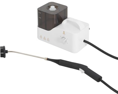 Pulitore a vapore portatile, 220 V, 2600 W, 1,4 l, aspirapolvere a vapore multifunzione con funzione umidificatore, incl. 3 spazzole e asta di prolunga bianco/nero, per cucina, mobili e tappezzeria