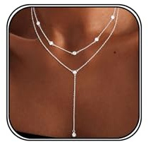Meteorstarry 2 Stück Kette Silber 925 Damen, Doppel Layering Halskette mit Lange Zirkonia Anhänger, Elegante Y-Kette Silber für Frauen, Schmuck Geschenk für Freundin Mutter Tochter
