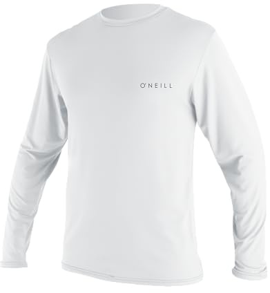 O'Neill Men’s Basic Skins Long Sleeve Sun Shirt, UPF 30+ Sun and Rash Protection for Surfing and All Outdoor Activities, White, X-Large
