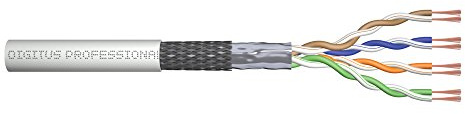 DIGITUS Cable de conexión sin terminar Cat-5e – 100 m – Sin terminar | Cable de red U-UTP – PVC – AWG 26/7 – 1 Gbit/s – 100 MHz – Compatible con PoE – Gris