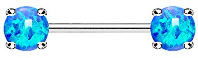 Piersando Intimpiercing Brustwarzen Piercing Barbell mit Opal Perlen Kugeln